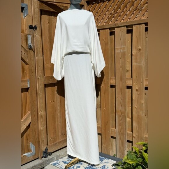 🆕 RAT & BOA 🧿 NWOT Margot Boatneck Long Sleeve Open Back White Maxi, Sz XXL - Picture 2 of 15